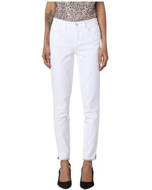 Liu Jo Stilvolle Weiße Jeans Mit Verzierten Säumen