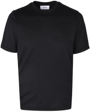 Lardini Tops ,Zwart ,Katoen T-Shirt Van Katoen En Zijde Met Ronde Hals