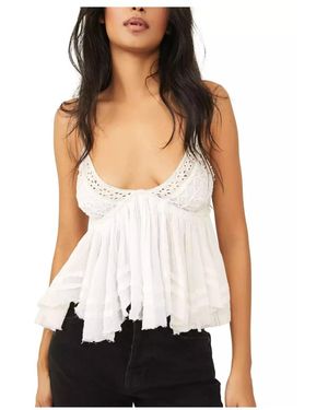 Free People Top canotta boho con pizzo - Bianco
