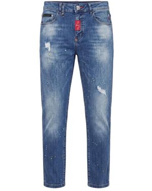Philipp Plein Nieuwe Tapered Fit Jeans Basic - Blauw