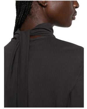 Lemaire Truien & Vesten ,Grijs ,Katoen Long Sleeve Foulard Top - Zwart