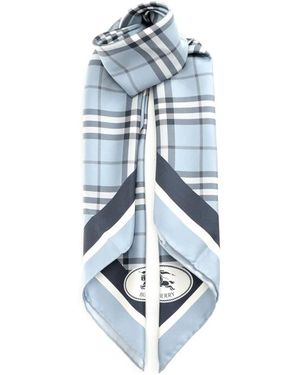Burberry Check Knight Stamp Silk Scarf - Blauw