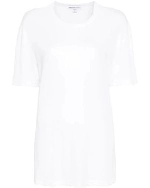 James Perse Tops ,Wit ,Katoen Crepe Jersey Oversized T-Shirt Met Korte Mouwen En Ronde Hals