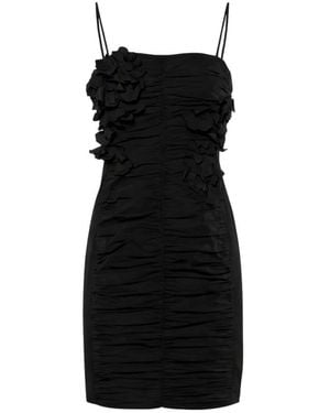 Nenette Kurzes Taffeta-Kleid Mit Blumenprint - Schwarz