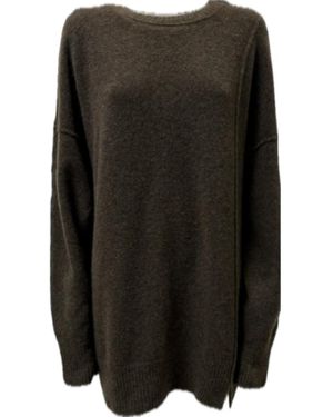 Isabel Benenato Dk916 F25 08 Kasjmierjurk Met Ronde Hals - Zwart