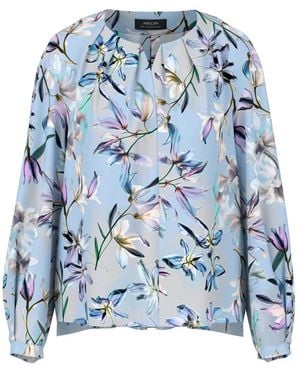 Marc Cain Bluse Mit Allover-Lilienprint - Blau