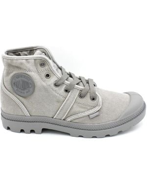 Palladium Canvas Veters Rubberen Zool Laars - Grijs
