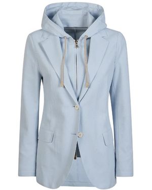 Eleventy Jassen ,Blauw ,Katoen Hooded Blazer