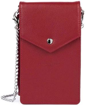 Lancaster Accessoires ,Rood ,Leer Leren Smartphone Clutch Met Drukknoopsluiting