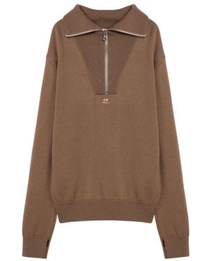 Courreges V-Neck Knitwear - Brown