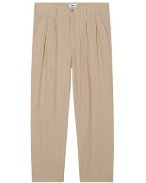 Obey Leinen Plissierte Tapered Fit Hose - Natur
