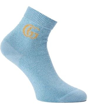 Gucci Ondergoed ,Blauw ,Kasjmier Gg Monogram Kasjmier Enkelsokken