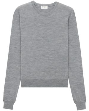 Saint Laurent Round-Neck Knitwear - Gris