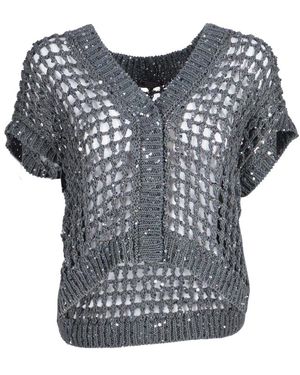 Peserico Paillettenbesetzter, Offen Gestrickter Cardigan - Schwarz
