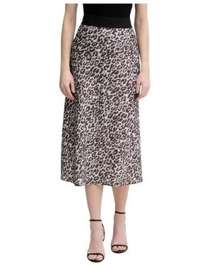 Joop! Rokken ,Bruin ,Polyester Uitlopende Midi Rok