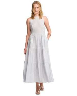 Kocca Fließendes, Langes Kleid Mit Definierter Taille - Lila