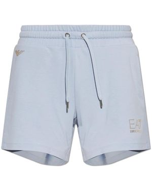EA7 Logo Sweat Shorts - Blau