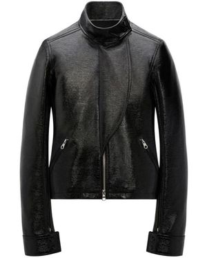 Courreges Schwarze jacke mit logo-patch und stehkragen