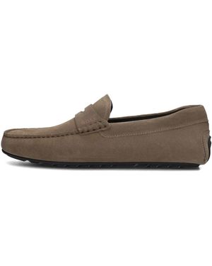 HUGO Braune Wildleder-Loafer Mit Komfortablem Fußbett