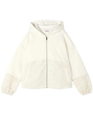 Oltre Sweatshirt Mit Spitzeneinsätzen - Weiß