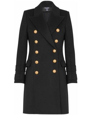 Balmain 10-Knoopswollen En Kasjmier Jas - Zwart