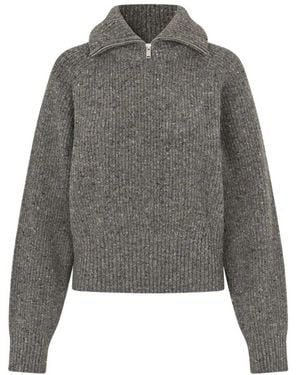 Samsøe & Samsøe Ribbed Half-Zip Pullover - Grijs