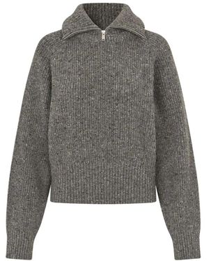 Samsøe & Samsøe Ribbed Half-Zip Pullover - Grijs