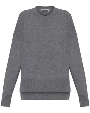 Jil Sander Truien & Vesten ,Grijs ,Wol Cashmere Blend Crewneck Sweater