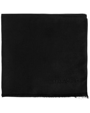 Ferragamo Cashmere Sjaal Met Geborduurd Logo - Zwart