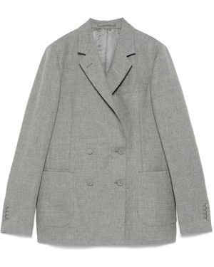 Officine Generale Tropische Baumwoll Leinen Jacke - Grau