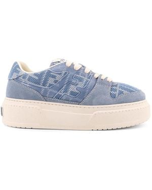 Fendi Blaue Sneakers Mit Jacquard-Details
