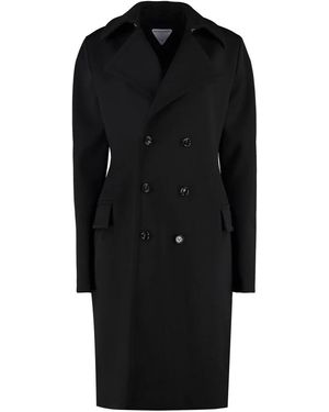 Bottega Veneta Double-Breasted Coats - Black