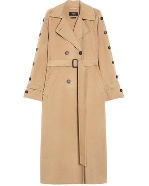 Weekend by Maxmara Dubbelrijig Wollen Trenchcoat - Naturel