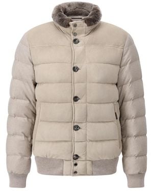 Moorer Luxuriöse Baby-Kaschmir-Jacke Mit Daunen - Grau