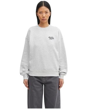 Maison Kitsuné Hoodies & Sweatvesten ,Grijs ,Katoen Katoenen Sweatshirt Met Logoprint