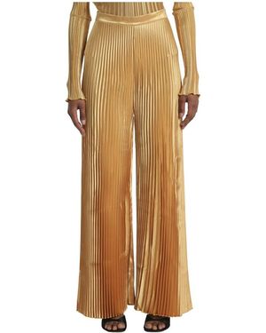 L'idée Broeken ,Geel ,Polyester Lange Pantalons Met Plooi - Naturel
