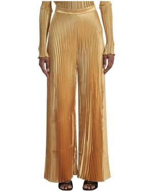 L'idée Broeken ,Geel ,Polyester Lange Pantalons Met Plooi - Naturel
