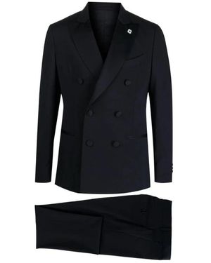 Lardini Kostuums ,Blauw ,Wol Smoking Doppiopetto - Zwart