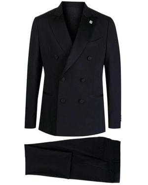 Lardini Kostuums ,Blauw ,Wol Smoking Doppiopetto - Zwart