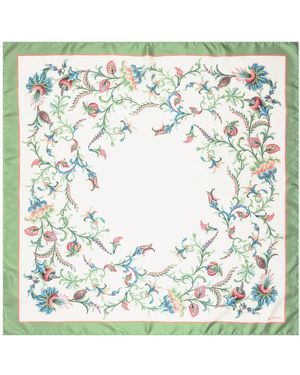 Etro Accessoires ,Veelkleurig ,Silk Scarf With Circular Floral Motif - Groen