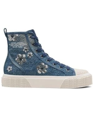 Marc Jacobs Schoenen ,Blauw ,Katoen De High Top Sneaker