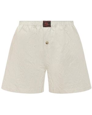 Willy Chavarria Korte Broeken ,Wit ,Shorts Met Elastische Tailleband