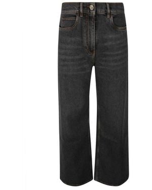 Etro Wide Leg Cropped Jeans - Grau
