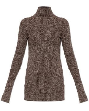 Sportmax Truien & Vesten ,Bruin ,Wol Wool Turtleneck Sweater "Bouquet"