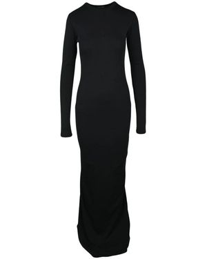 Ann Demeulemeester Kleedjes ,Zwart ,Katoen Abito Lungo Destrutturato