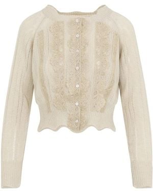 Ermanno Scervino Truien & Vesten ,Leer Cardigan - Naturel