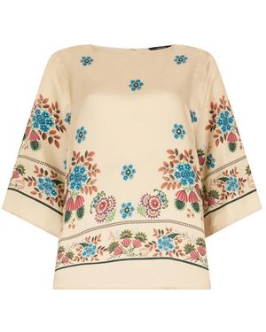 Weekend by Maxmara Overhemden ,Veelkleurig ,Leer Zijden Blouse Met Bloemenprint - Metallic