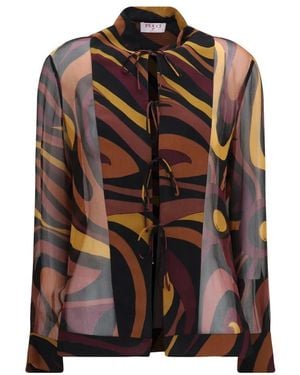 PUCCI Marmo Print Creponne Hemd - Braun