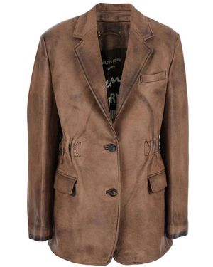 Golden Goose Elastische Braune Lederjacke
