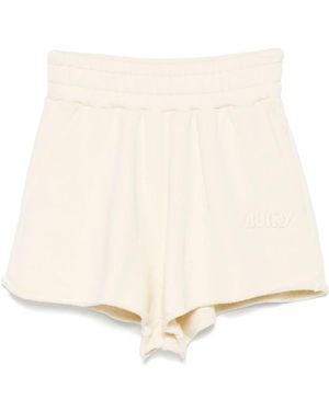 Autry Korte Broeken ,Wit ,Katoen Witte Katoenen Shorts Met Elastische Tailleband - Naturel